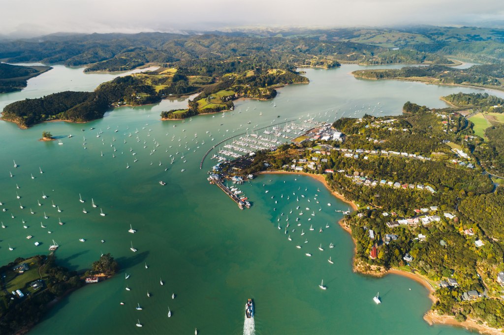 Aerial view of New Zealand island