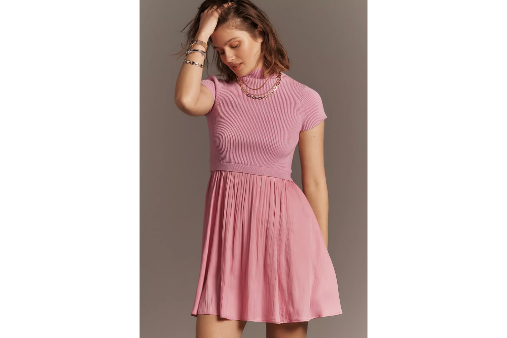 The Thea Short-Sleeve Twofer Sweater Mini Dress