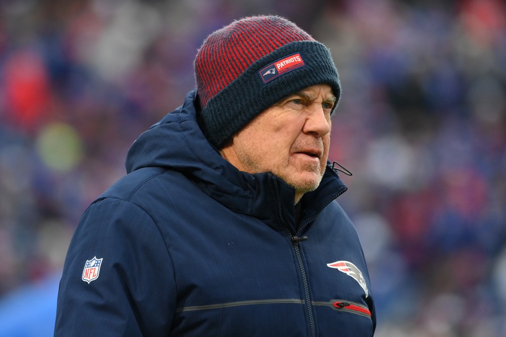 Head coach Bill Belichick of the New England Patriots prior to the game against the Buffalo Bills.