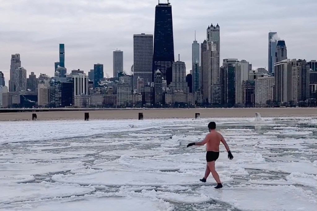 George Donald Miller walked across the ice pancakes on Lake Michigan.