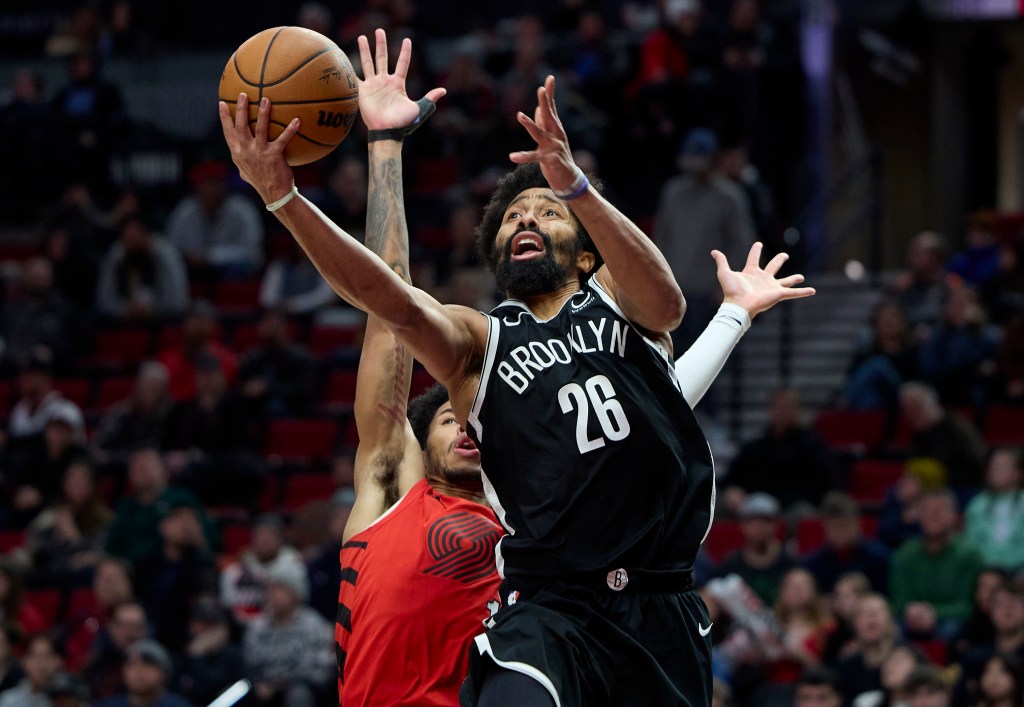 Spencer Dinwiddie, who scored 19 points, goes up for a layup during the Nets' win over the Trail Blazers on Wednesday night.