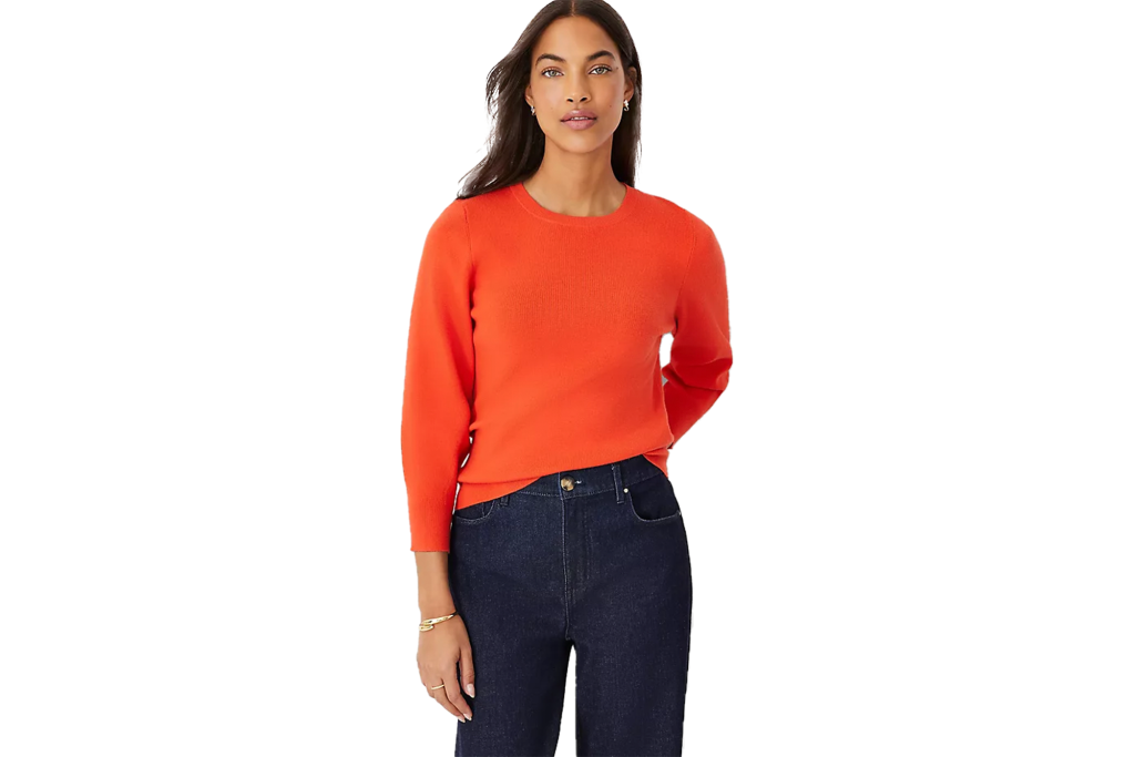 Ann Taylor Puff 3/4 Sleeve Sweater