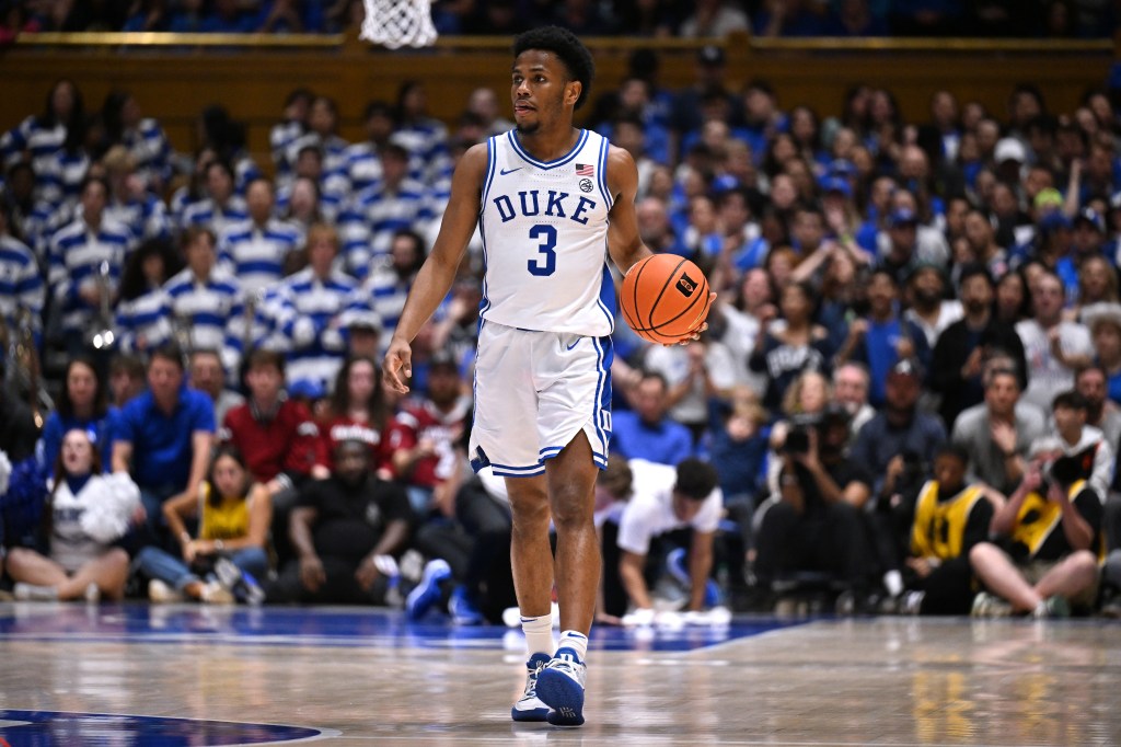 Jeremy Roach #3 of the Duke Blue Devils moves the ball against the Clemson Tigers.