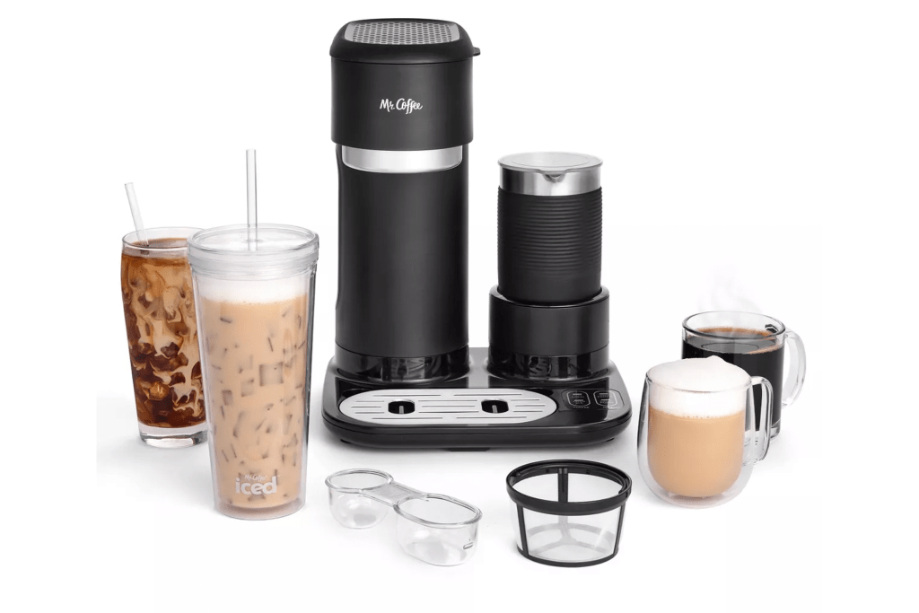 Mr. Coffee 4-in-1 Single Serve Latte, Iced and Hot Coffee Maker with Milk Frother