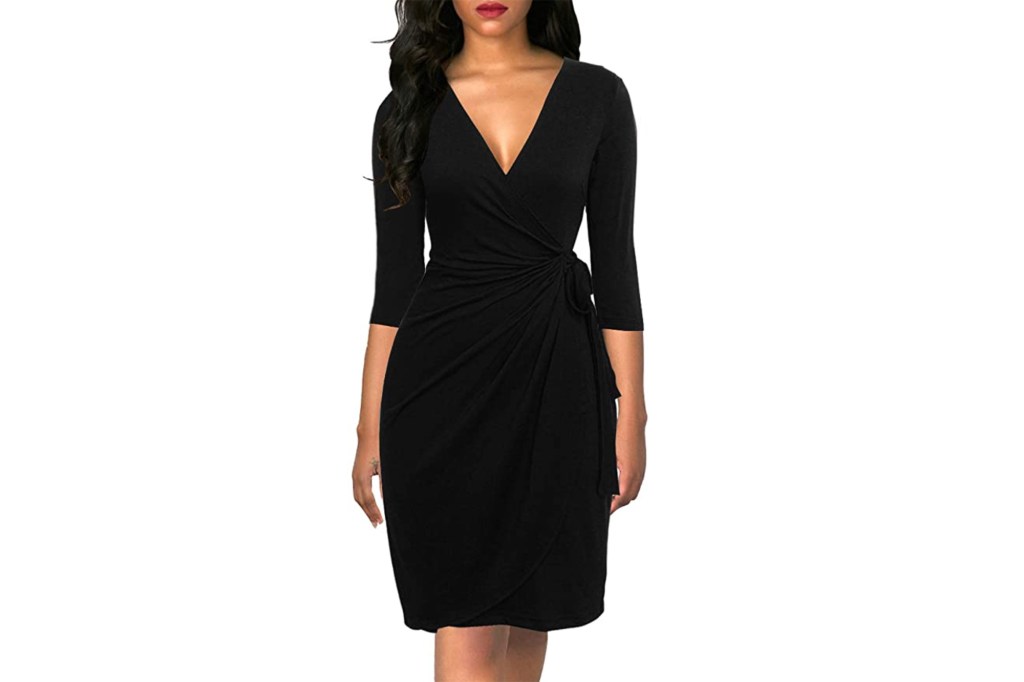 Berrydress Classic 3/4 Sleeve Sheath Wrap Dress