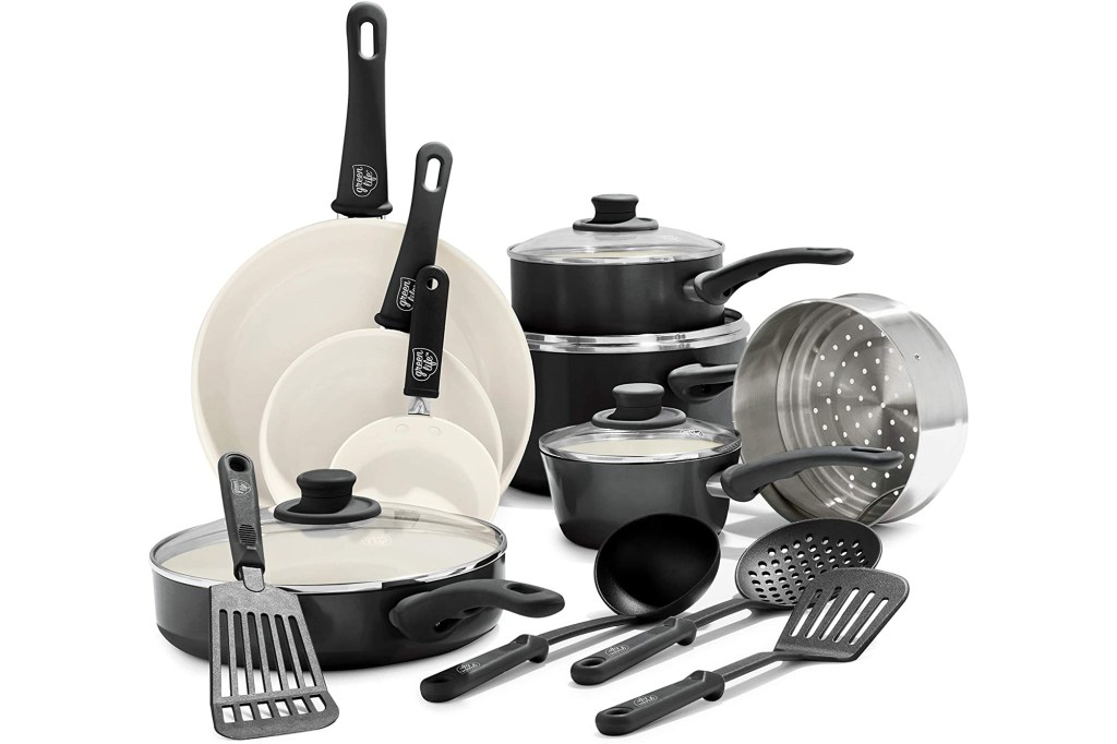 GreenLife Soft Grip Ceramic Nonstick Cookware Set (16 Pieces)