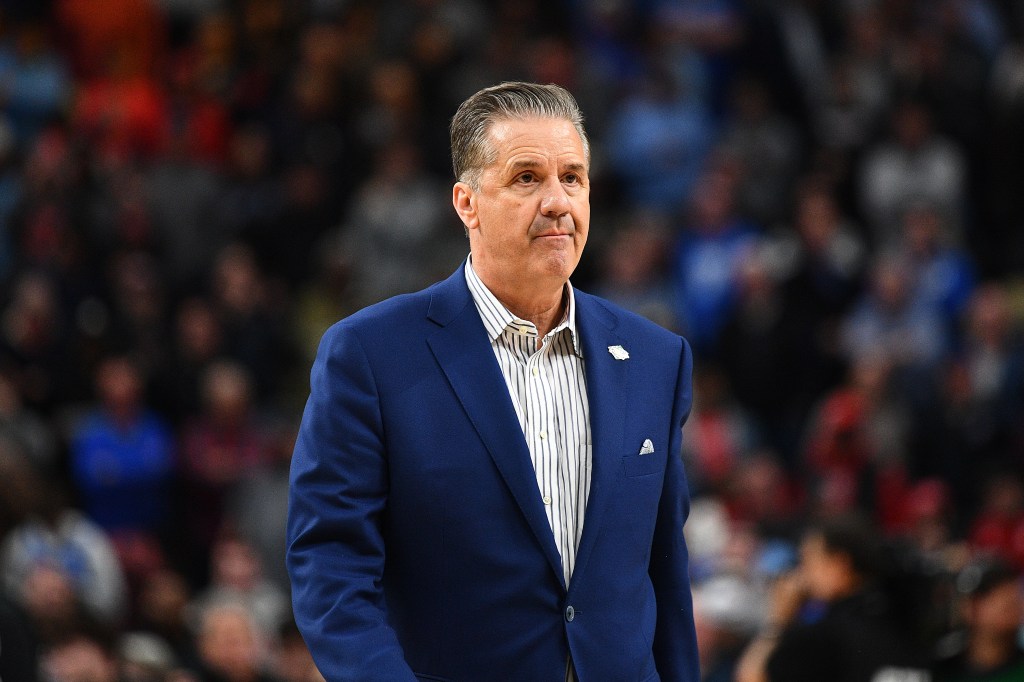 Head coach John Calipari of the Kentucky Wildcats walks off the court after losing to the Oakland Golden Grizzlies during the second half in the first round of the NCAA Men's Basketball Tournament at PPG PAINTS Arena on March 21, 2024.