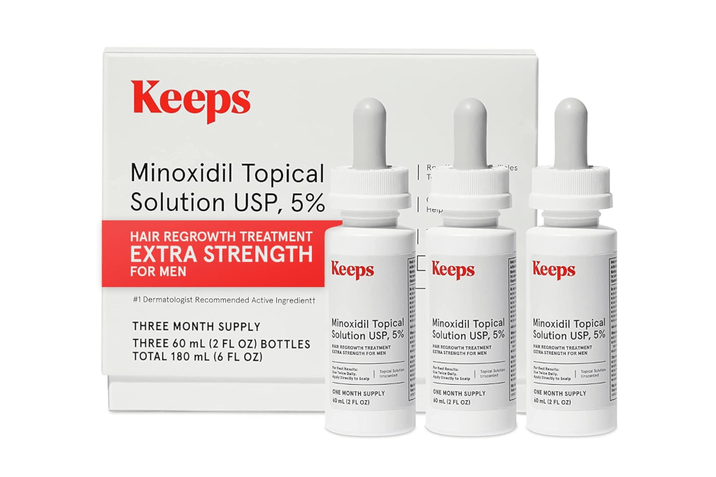 Keeps Extra Strength 5% Minoxidil Topical Solution Hair Regrowth Treatment for Men