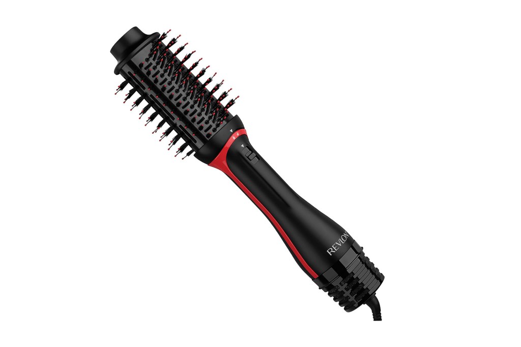 A black and red Revlon hair brush