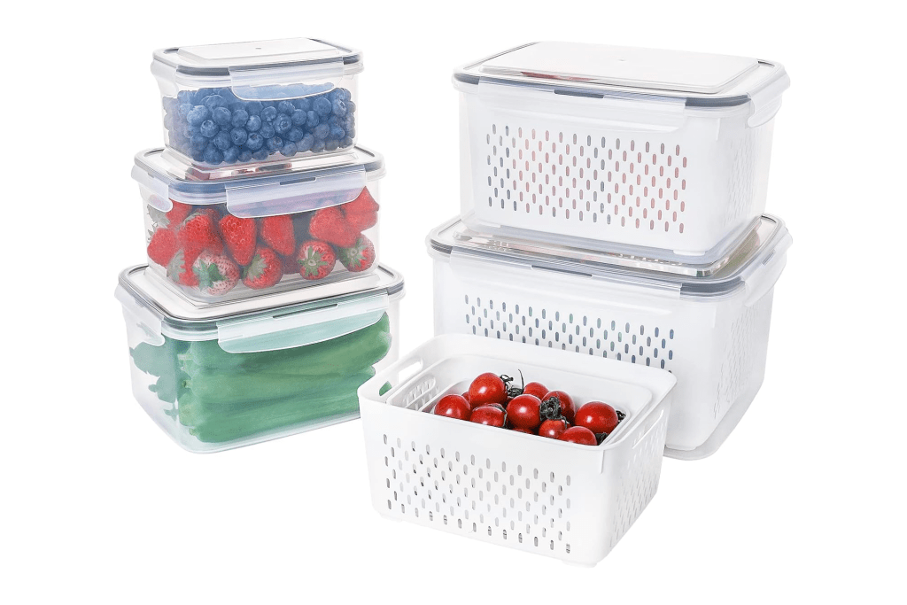 Large Fruit Containers for Fridge (5-Pack)