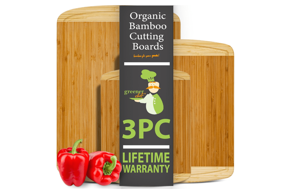 Greener Chef 3-Piece Organic Bamboo Cutting Board Set