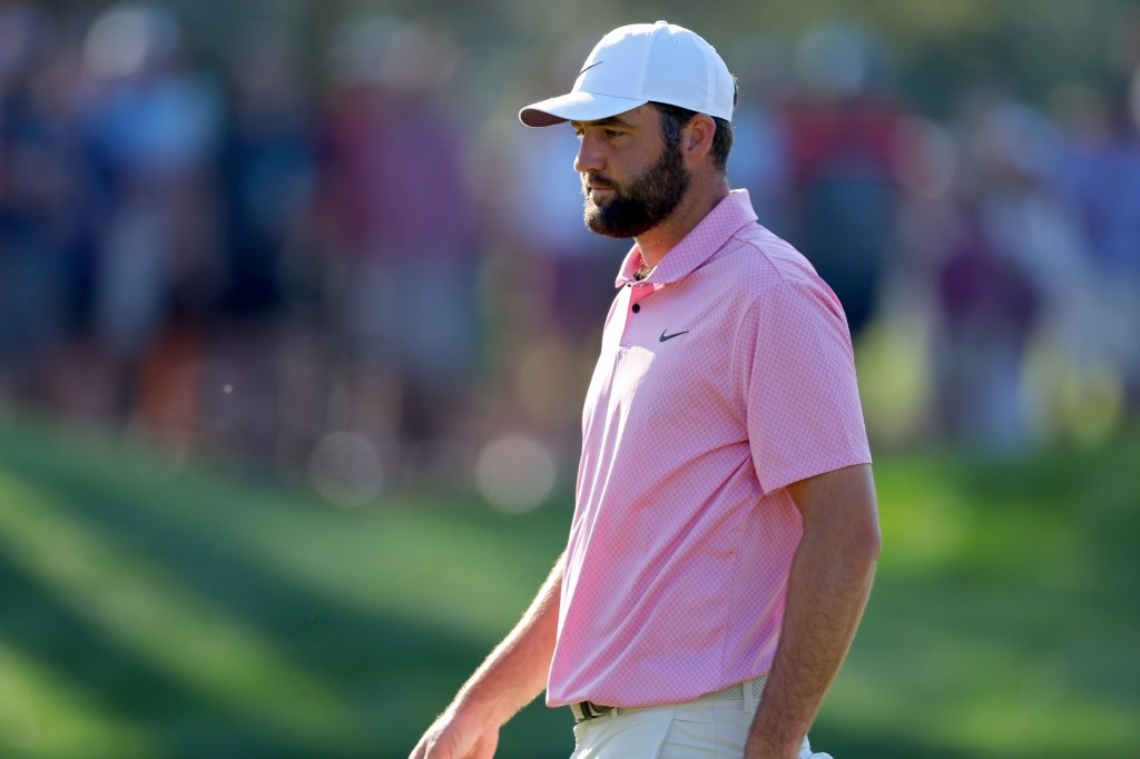 Scottie Scheffler of the United States walks on the 12th green during the second round of THE PLAYERS Championship.