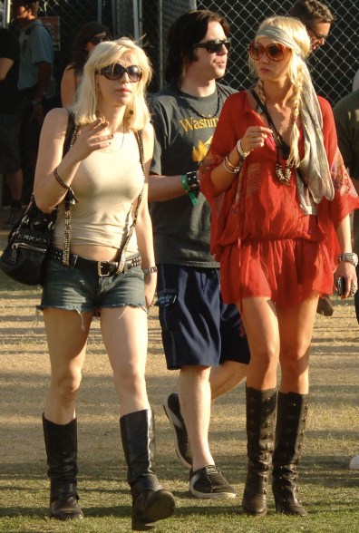 Courtney Love and Kimberly Stewart attend Coachella Valley Music & Arts Festival