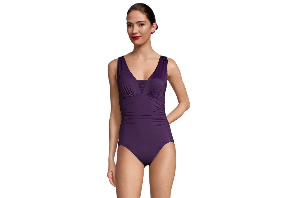  Lands' End SlenderSuit Grecian Tummy Control Chlorine-Resistant One-Piece Swimsuit