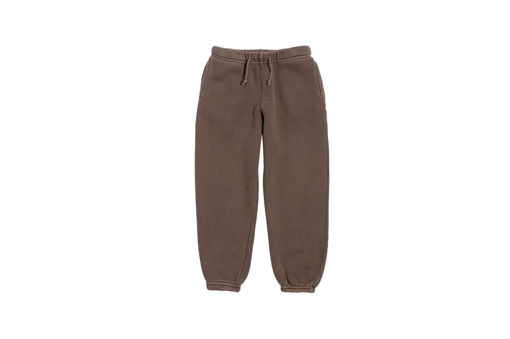 A pair of brown sweatpants