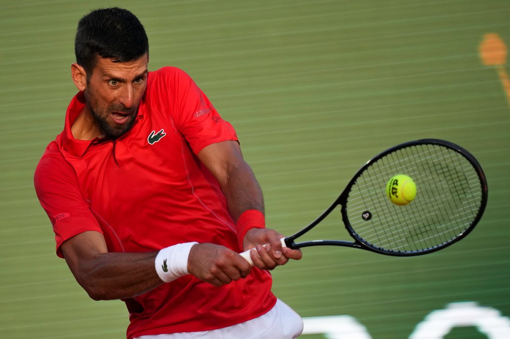 World number one Novak Djokovic playing tennis