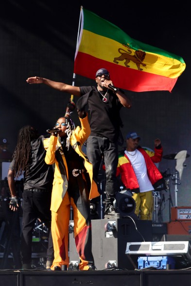 Wyclef Jean and Lauryn Hill perform at Coachella Stage during the 2024 Coachella Valley Music and Arts Festival at Empire Polo Club on April 14, 2024.