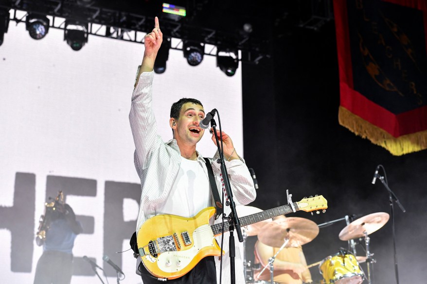 Jack Antonoff and Bleachers perform at the Mojave stage during the Coachella Valley Music and Arts Festival at the Empire Polo Club in Indio, California, on April 13, 2024.