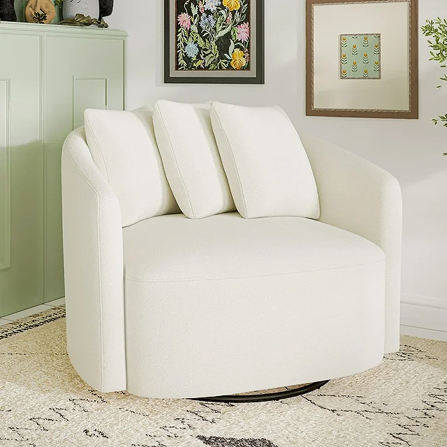 A cream swivel chair