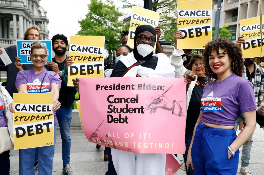 Student debt cancellation supporters