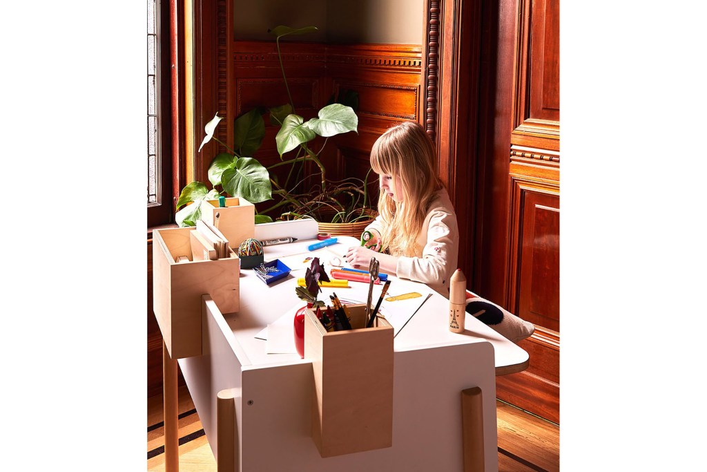 A girl sitting at a desk