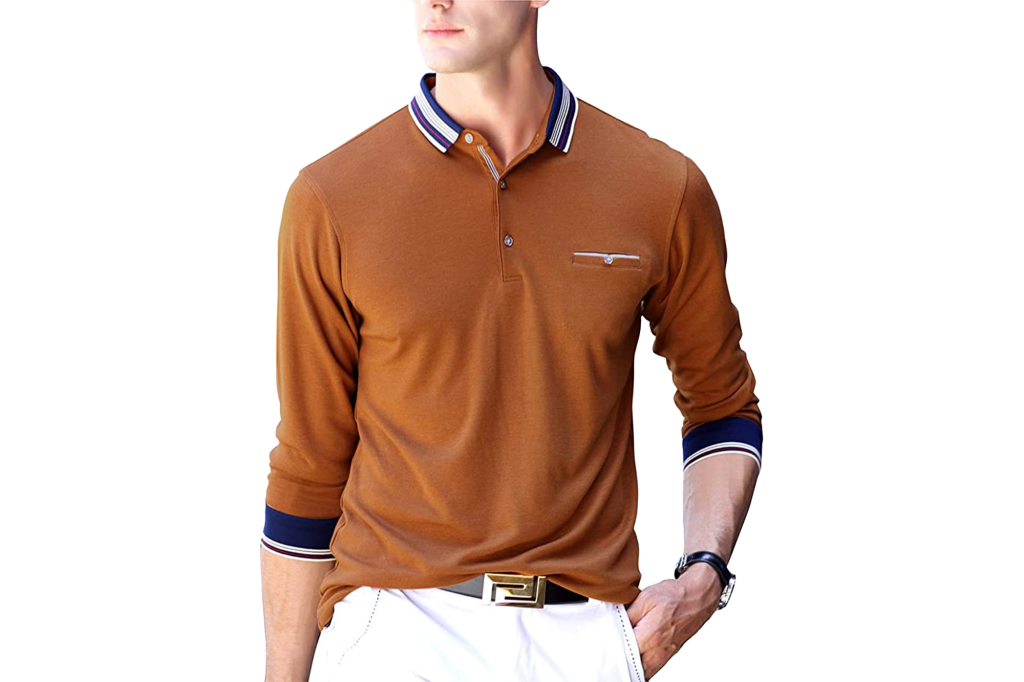 Xtapan Cotton Long-Sleeve Polo Shirt, caramel