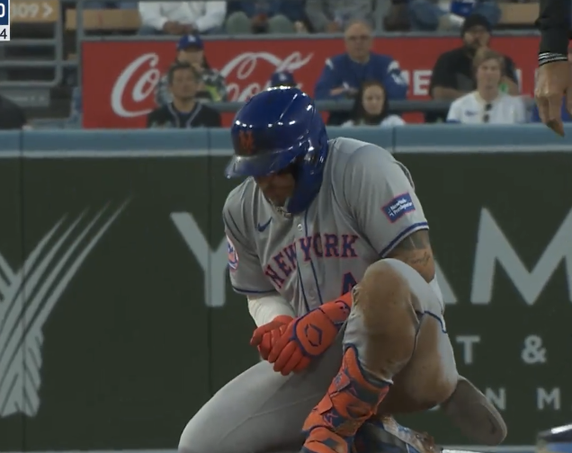 Alvarez scored a run, but was removed before the Dodgers came up to bat.