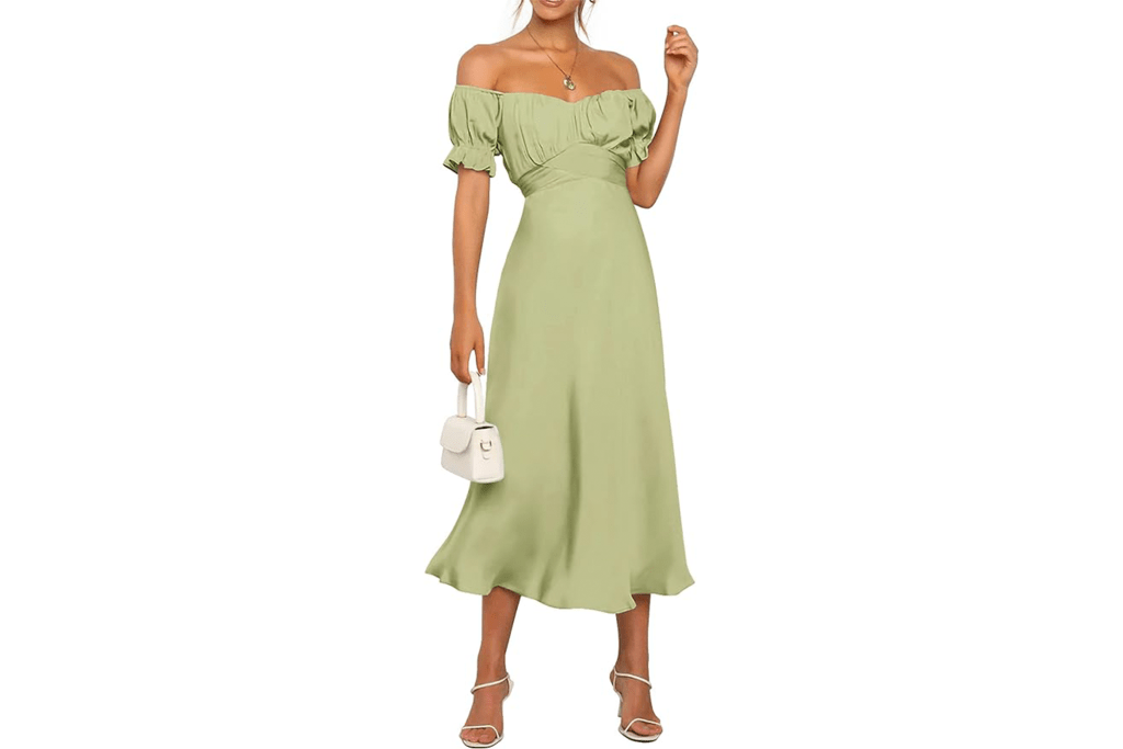 Kirundo Satin Off-Shoulder Midi Dress