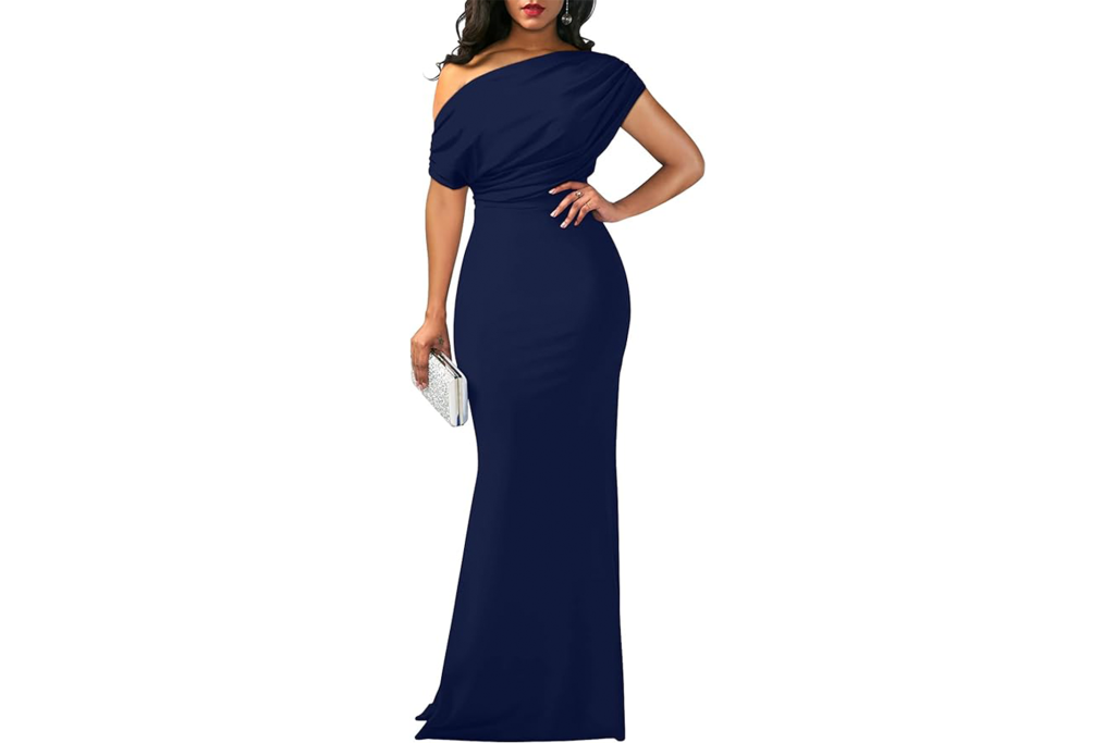 YMDUCH Sleeveless Off-Shoulder Formal Evening Dress