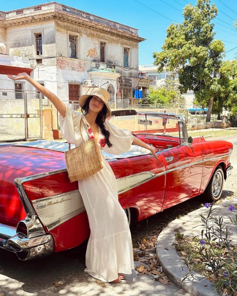 TOP DOWN TIME: Actress Camila Morrone gets ready to ride in style in Havana.