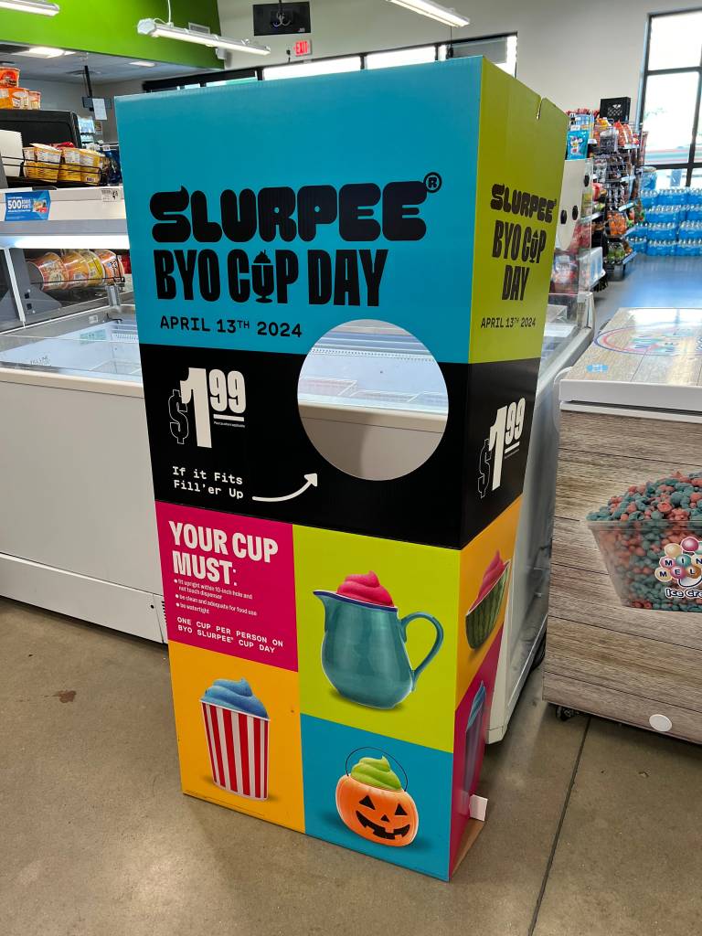 In 7-Eleven's Bring Your Own Cup day, you decide what can be a cup (as long as it fits under the nozzle).
