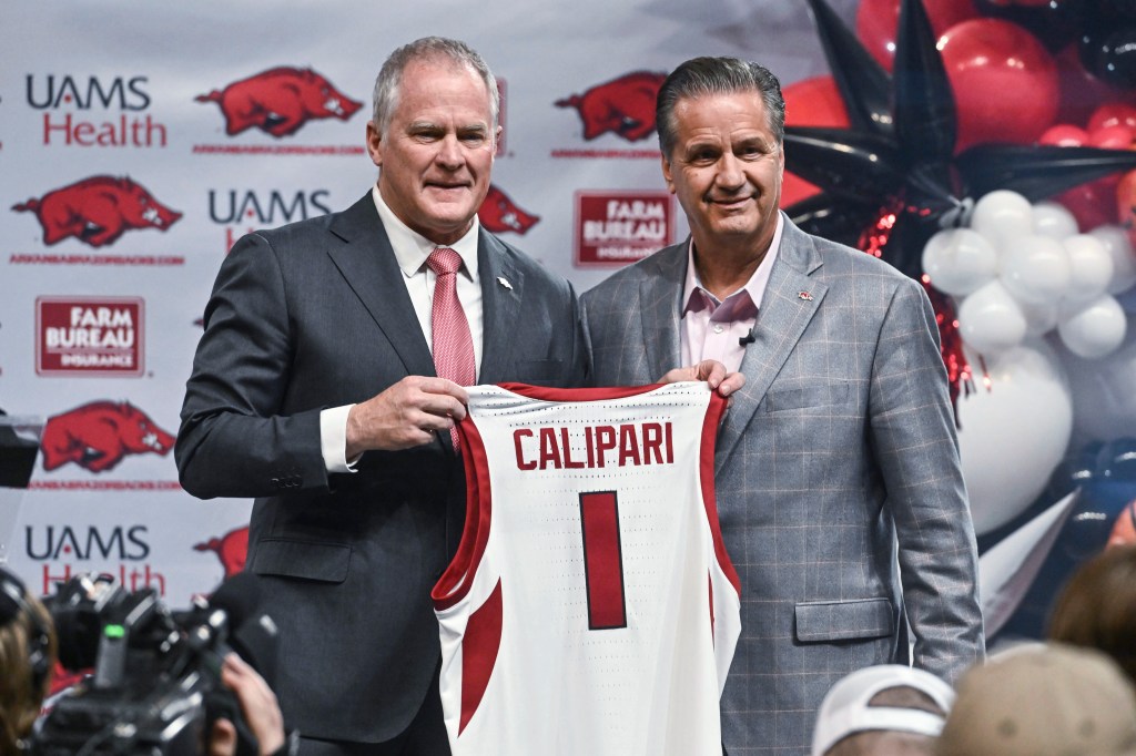 John Calipari (r) and Arkansas AD Hunter Yurachek (l).