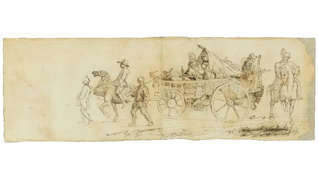 1777 American Revolution sketch. 