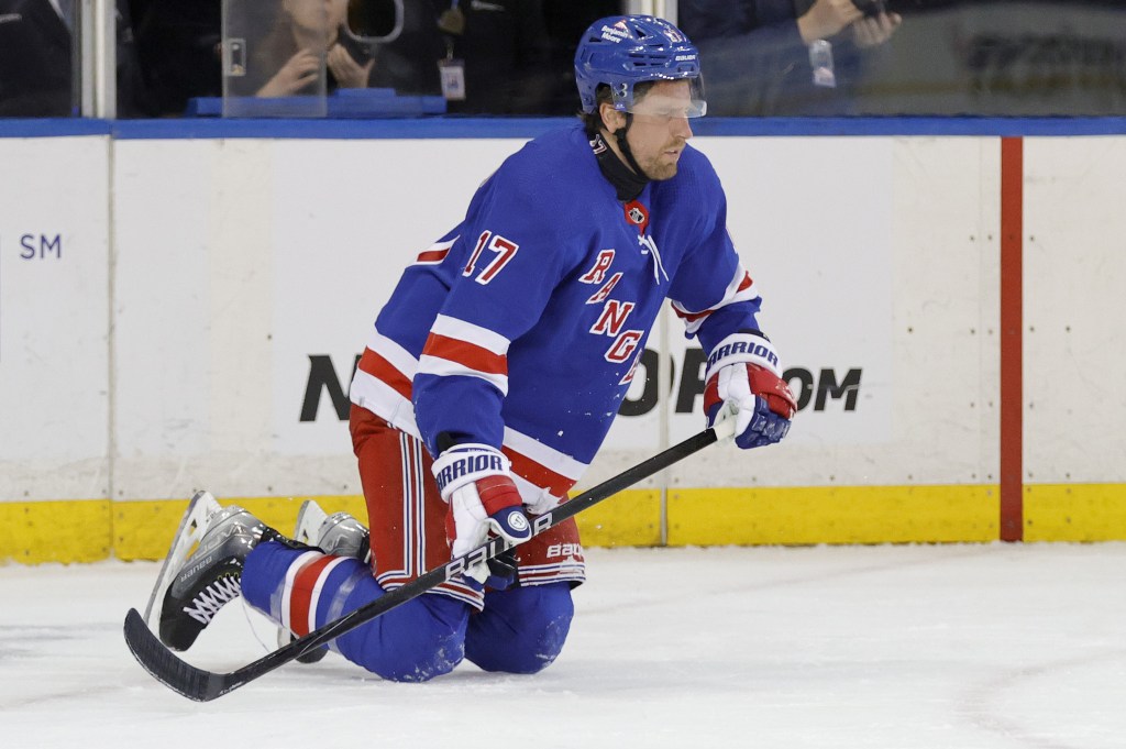 Rangers winger Blake Wheeler suffered a season-ending leg injury on Feb. 15.