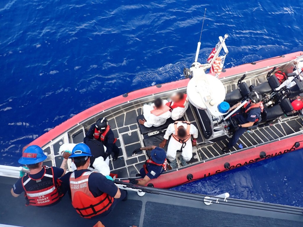 Migrants picked up by Coast Guard.