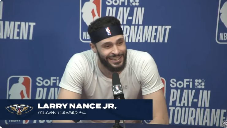 Larry Nance Jr. razzed Jontay Porter with jokes about betting after the Pelicans defeated the Kings in the NBA play-in tournament.