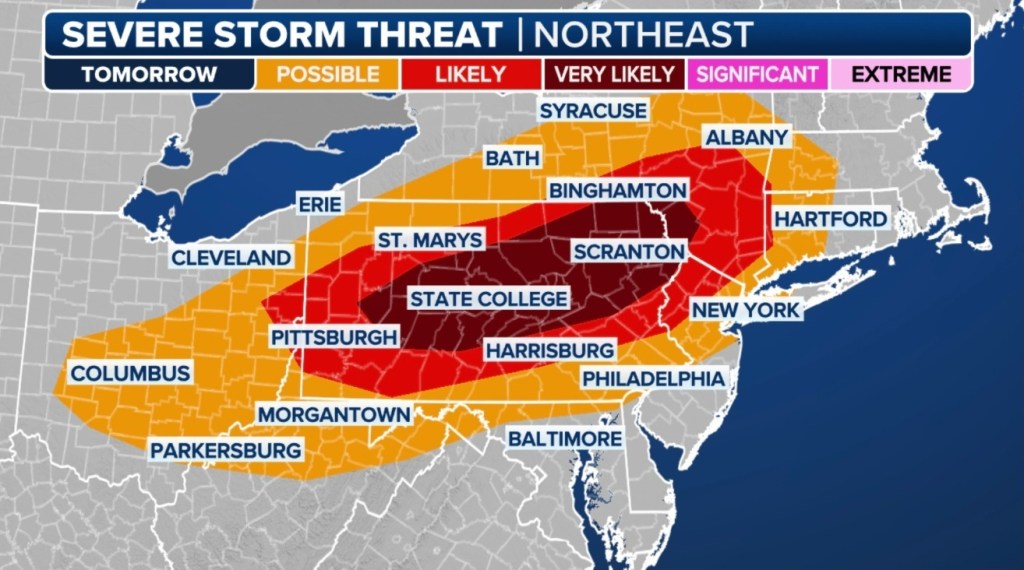 A look at the severe storm threat in the Ohio Valley on Sunday, April 14, 2024.