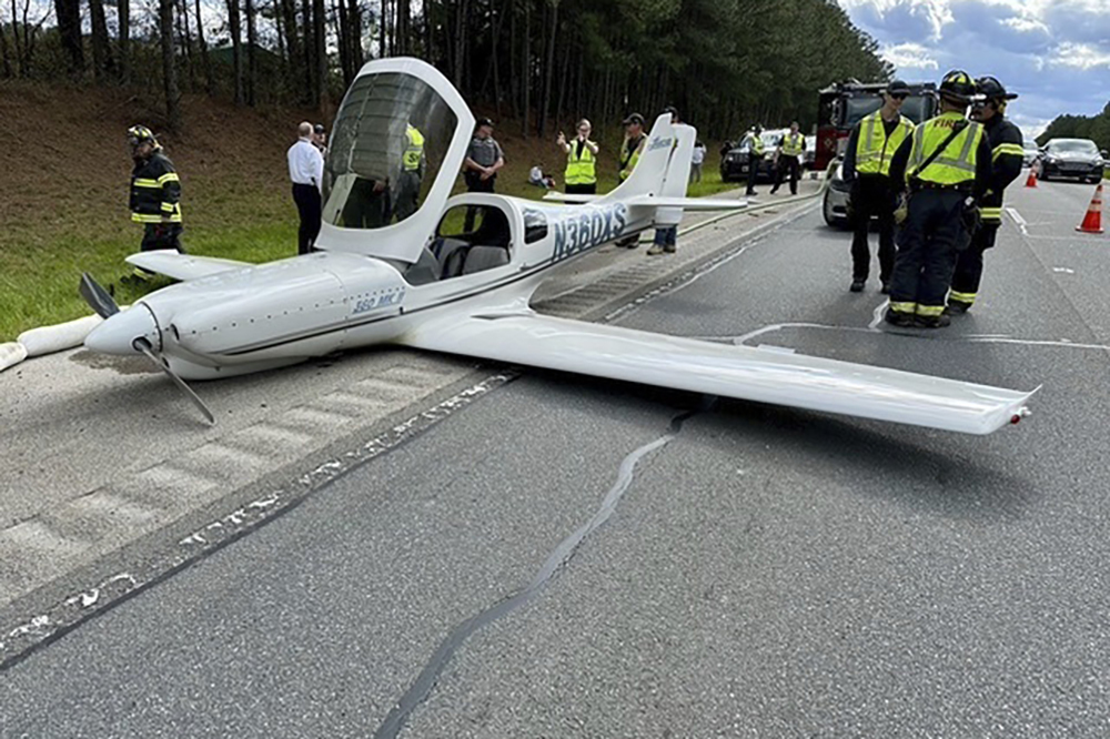 plane on side of highway