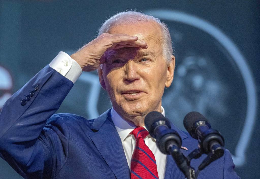 President Joe Biden speaking at the North America's Building Trades Unions Legislative Conference at the Washington Hilton Hotel.