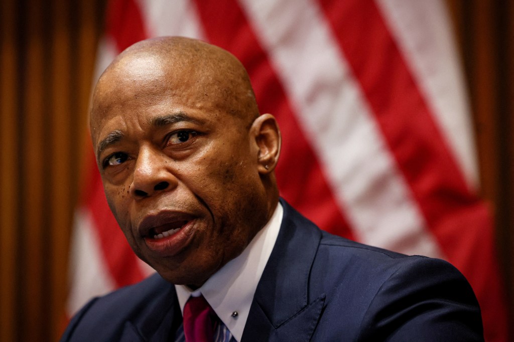 Mayor Eric Adams speaks during a news conference at 1 Police Plaza in New York City, U.S., April 3, 2024