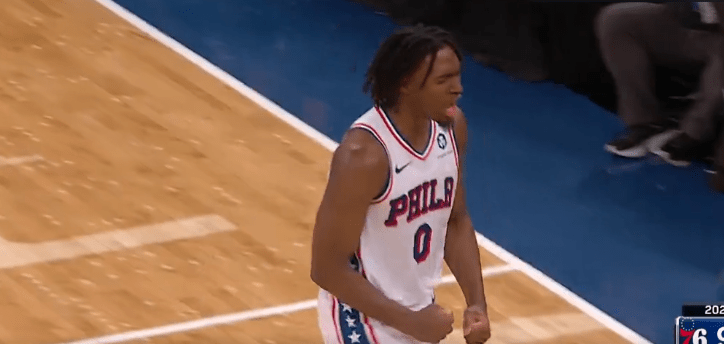 Tyrese Maxey was amped after his game-tying bucket.