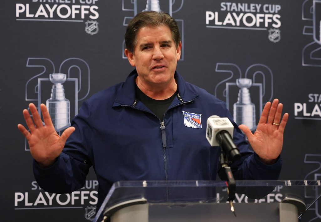 Rangers coach Peter Laviolette talks with the media on Wednesday.