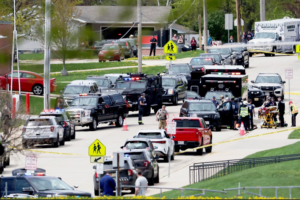 Police outside the middle school.