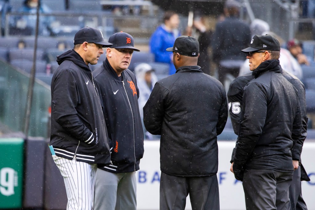 The Yankees-Tigers game was called after a 56-minute rain delay.