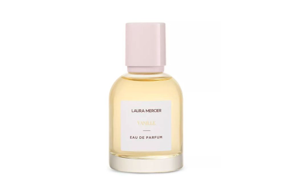 A bottle of vanilla perfume by Laura Mercier