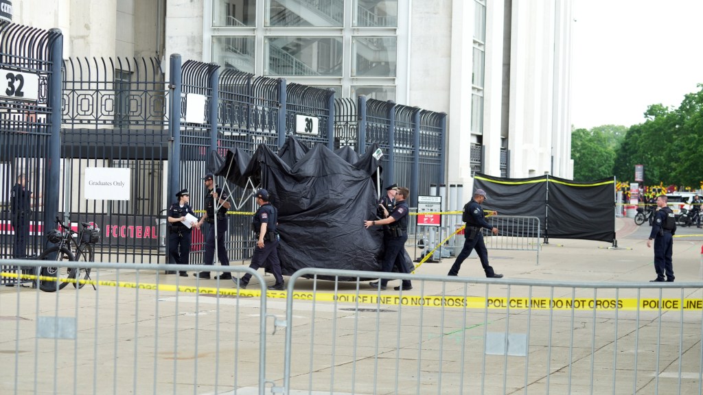 A witness said some students were visibly upset in the aftermath of an attendee falling to their death at Ohio State University. 