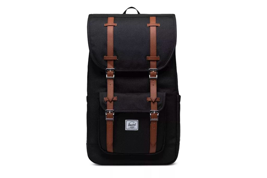 Best Gift Ideas for Men: A black backpack with brown straps.