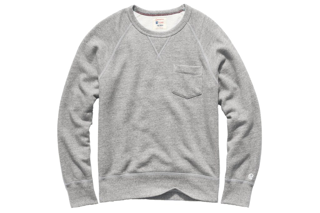 Todd Snyder + Champion Midweight Pocket Sweatshirt in vintage gray