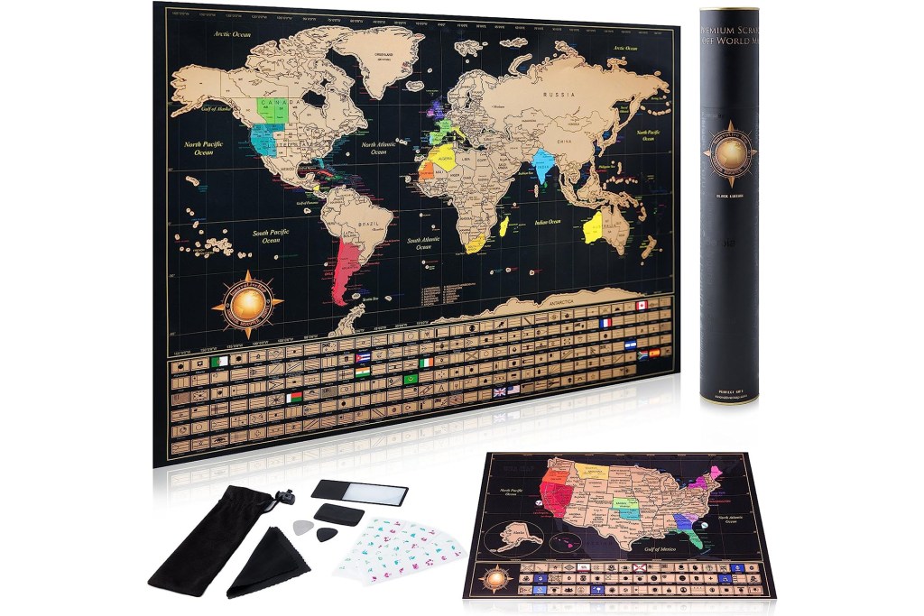 Scratch Off World Map Poster And Deluxe United States Map