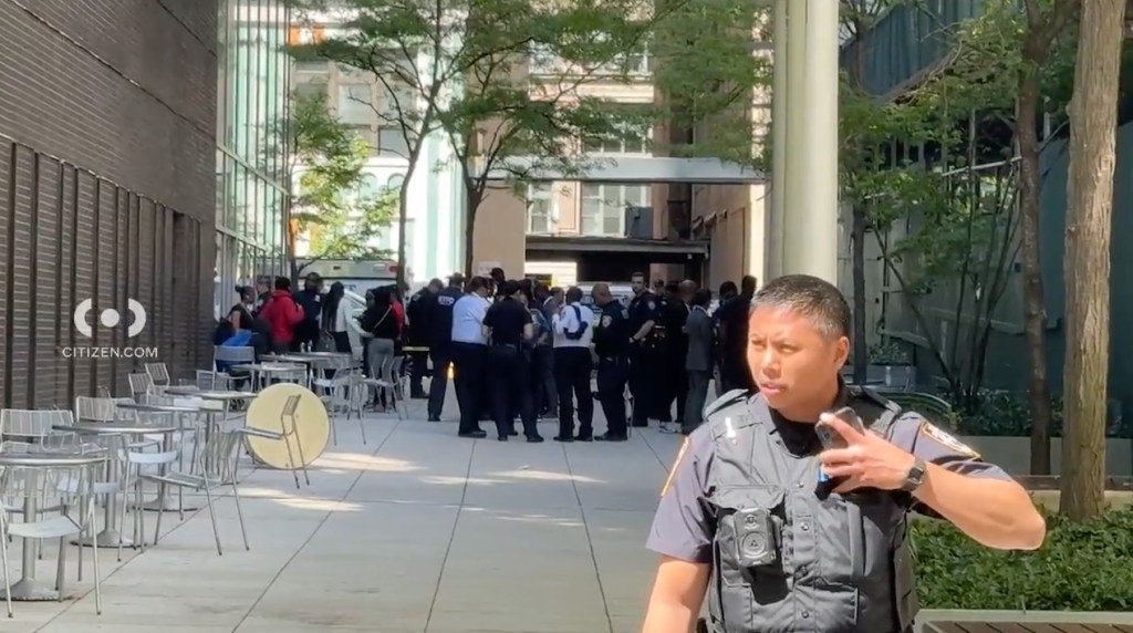 Citizen video shows the scene where a person was reportedly shot near SPring St. and Varick St in Manhattan, Tuesday, May 7, 2024.